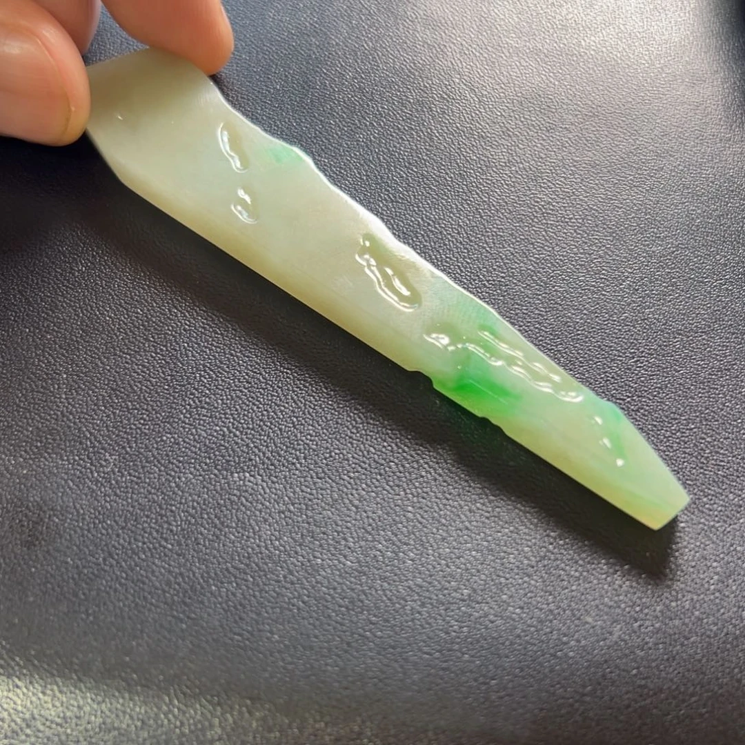 未镶嵌定制翡翠黄加绿超长条型料