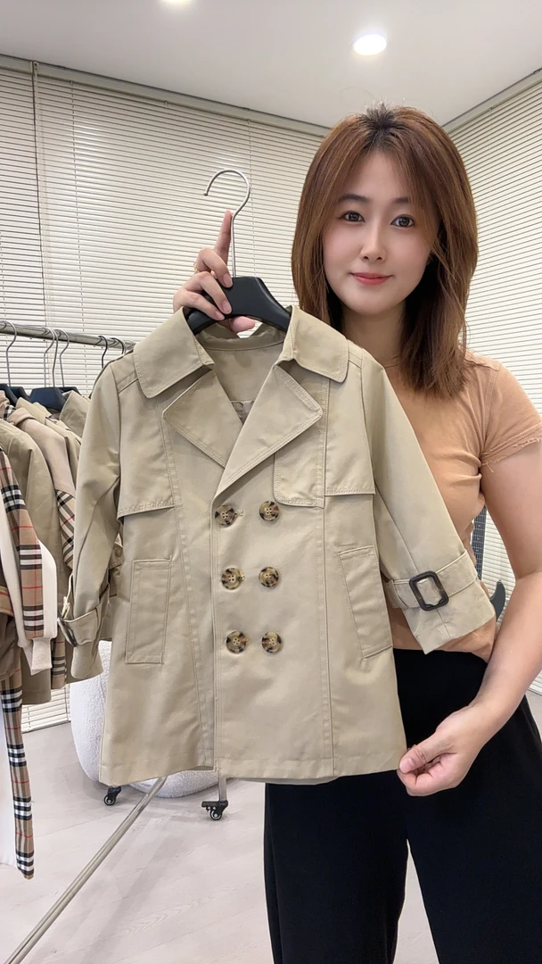 【轻奢格子】605儿童男童女童春秋时尚复古英伦风抗皱中长款风衣