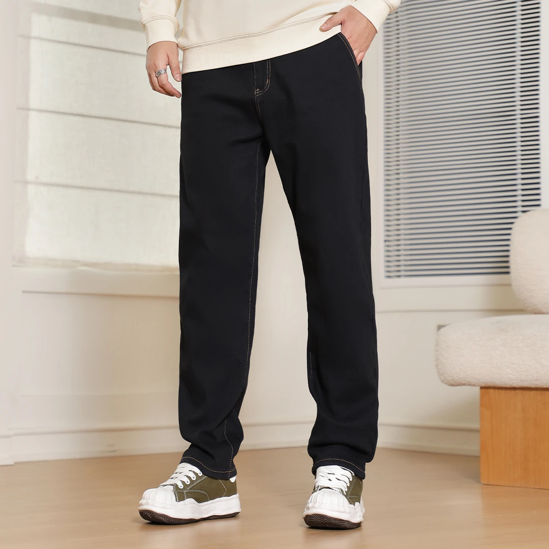 【加档-加绒牛仔裤】森老板大码男装冬季男士直筒休闲裤牛仔裤男