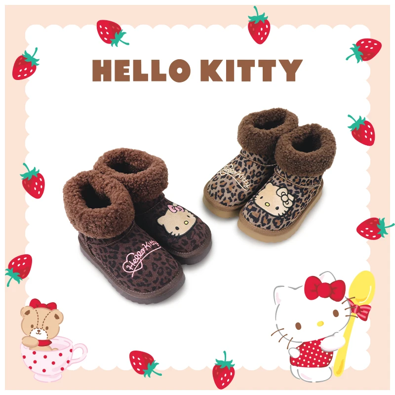 HELLO KITTY/凯蒂猫雪地靴刺绣冬季百搭加绒保暖雪地靴女童棉鞋