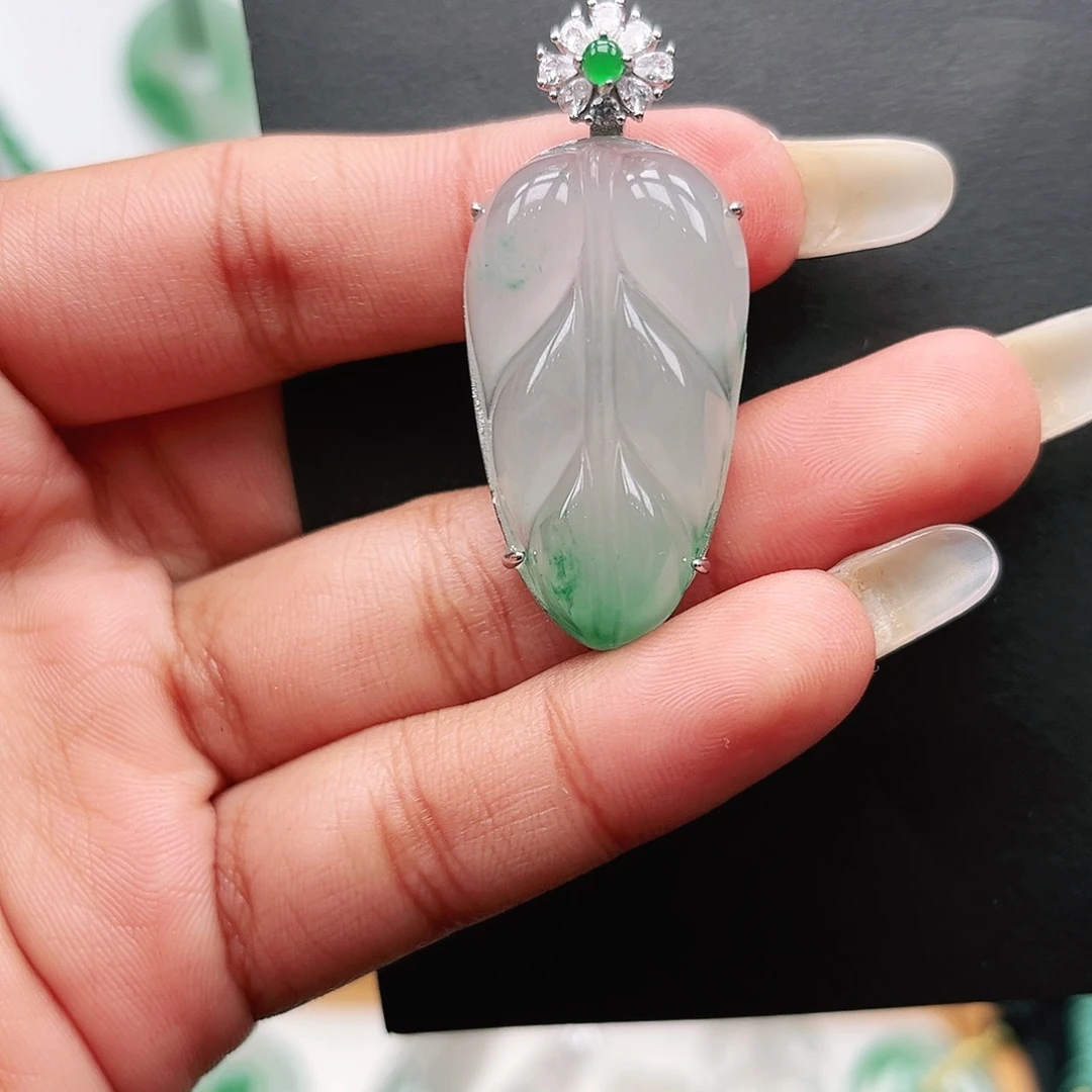 石英岩玉银S925镶嵌吊坠(不含链)