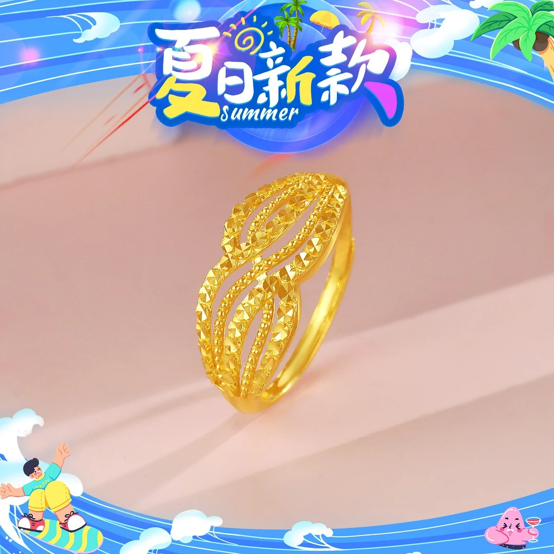 SUNFEEL/赛菲尔【一店】足金5G金时尚仿钻花篮戒指5GJ00352