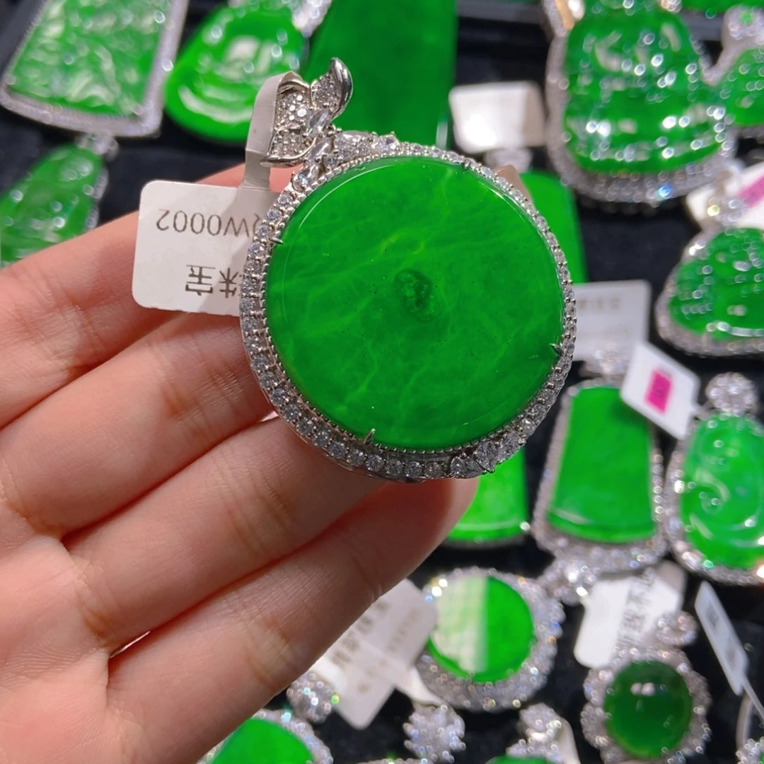 翡翠吊坠(不含链)银S925镶嵌
