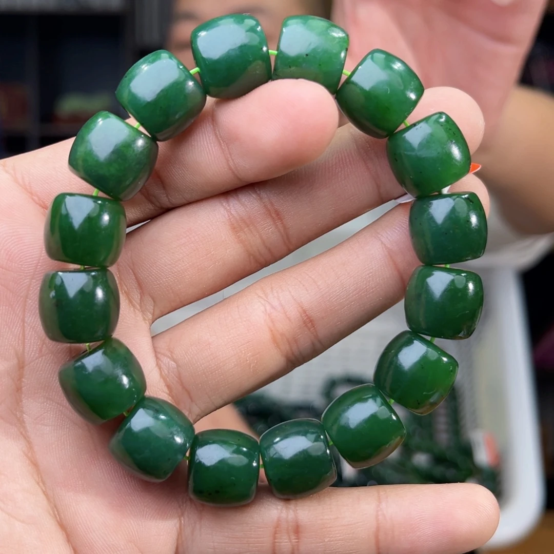 和田玉未镶嵌手串天然和田玉俄罗斯乌兰海碧玉卡14直切