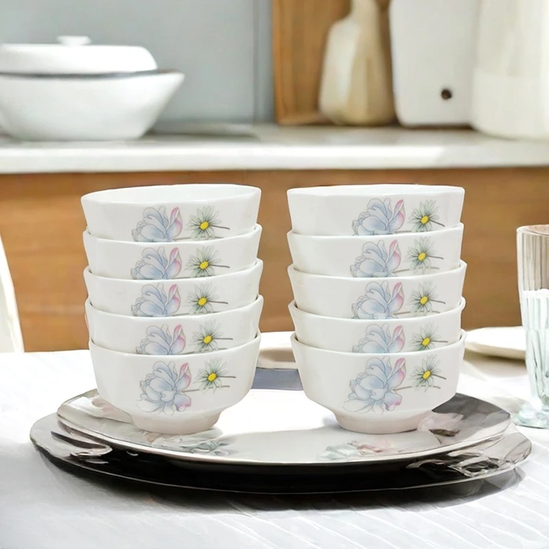 国色天香10个装4.5英寸家用陶瓷餐具简约碗盘创意吃饭碗