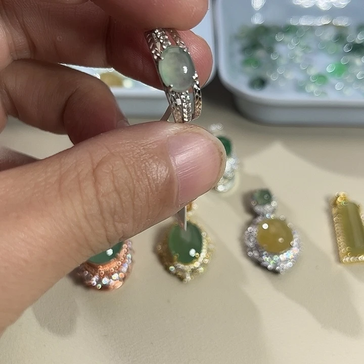 翡翠银S925镶嵌戒指