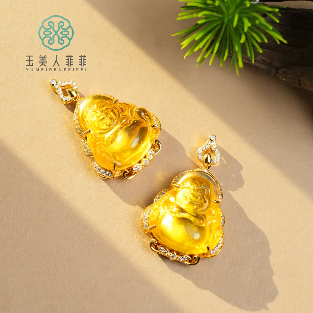 石惑珠宝*琥珀佛公约32*26mm吊坠~多样性发一-赠链