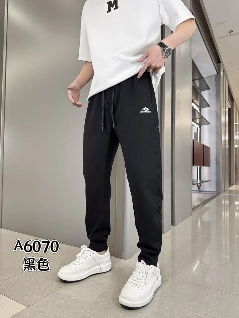2025春夏季新款空气层休闲裤黑色百搭立体裁剪男士束脚裤  6070