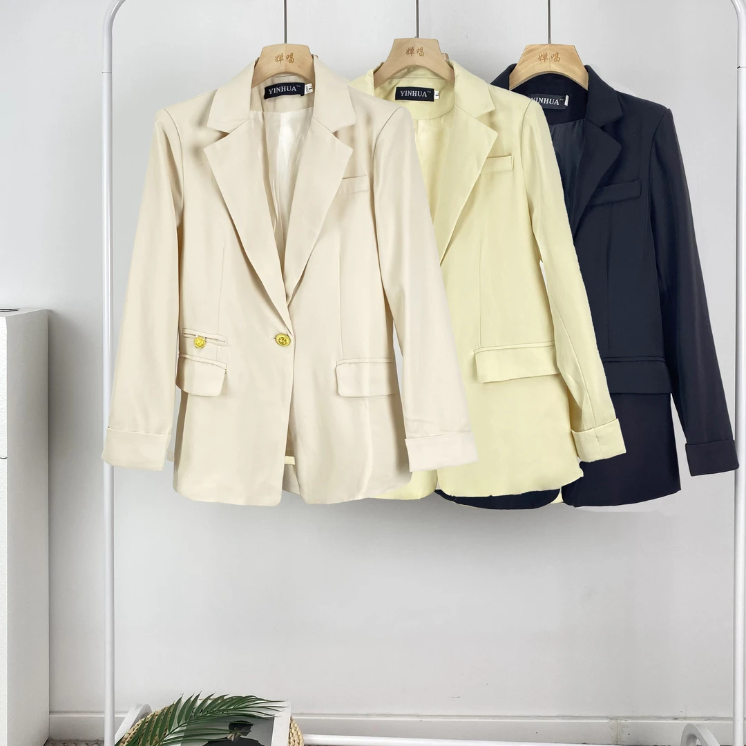 小众设计感黑色西装外套女2024秋季新款韩版宽松休闲百搭上衣2306