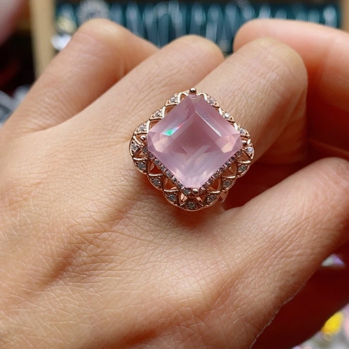 银S925镶嵌戒指水晶天然水晶戒指