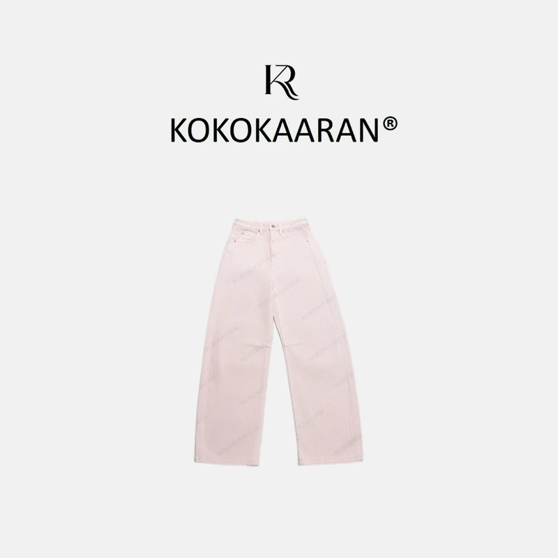 kokokaaran/可可咔伦100棉春季粉色百搭显瘦直筒牛仔裤SH250101