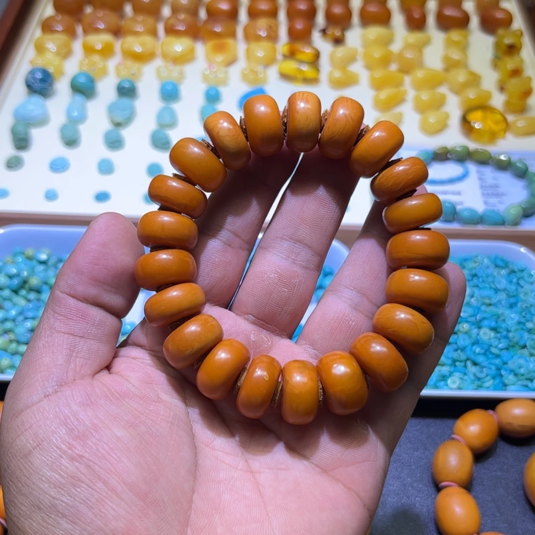 蜜蜡未镶嵌手链算盘珠手链