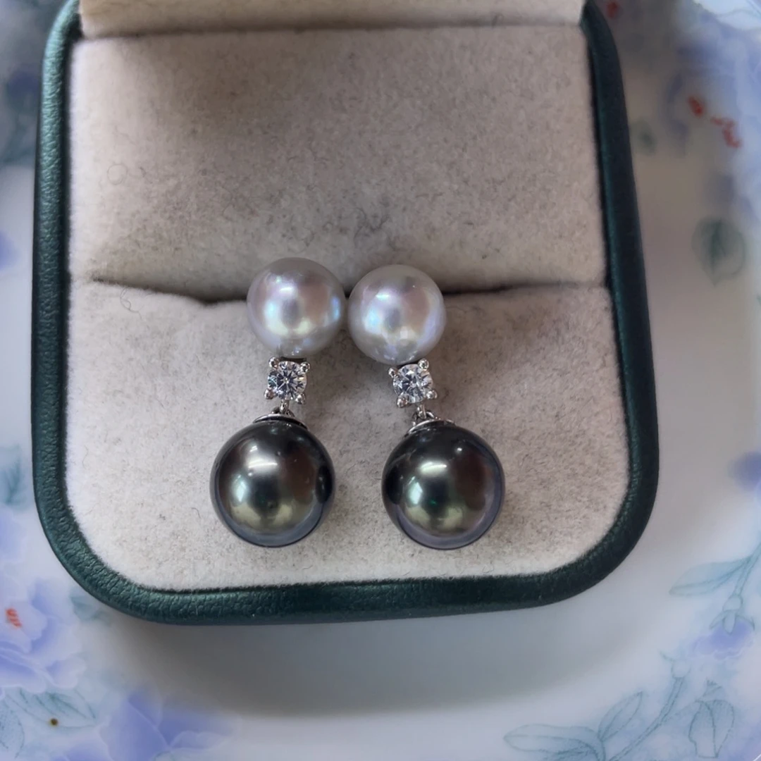 海水珍珠耳饰银S925镶嵌