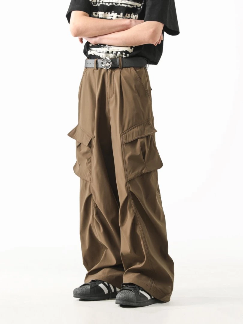 解构设计感大口袋工装裤男高街美拉德小众宽松直筒休闲裤-39