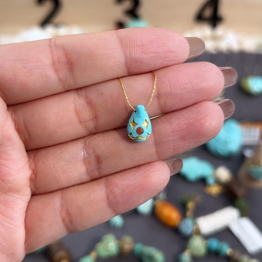 绿松石未镶嵌把件小丑多肉卡子配饰