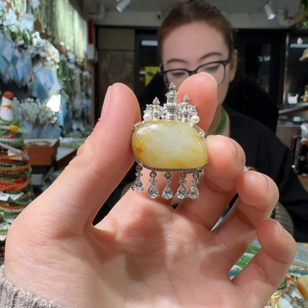 和田玉银S925镶嵌颈饰