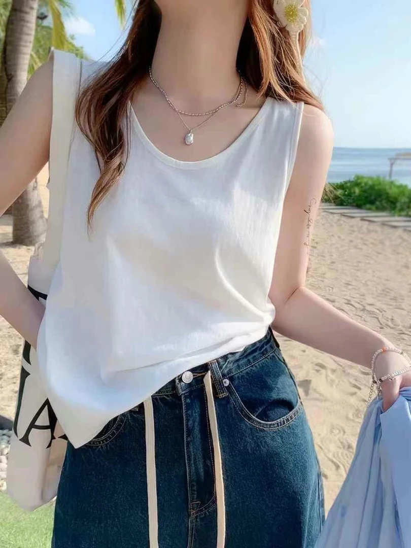 白色吊带背心女2025新款夏外穿宽松打底背心遮副乳网红无袖上衣女