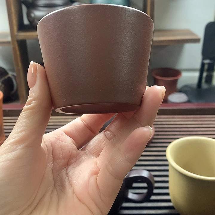 紫砂茶杯底槽清斗笠杯100c