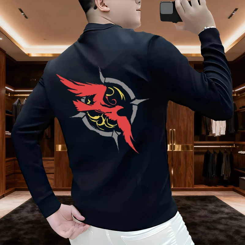 潮牌2025秋冬季圆领卫衣男宽松休闲大码纯色加绒上衣套头打底衫男