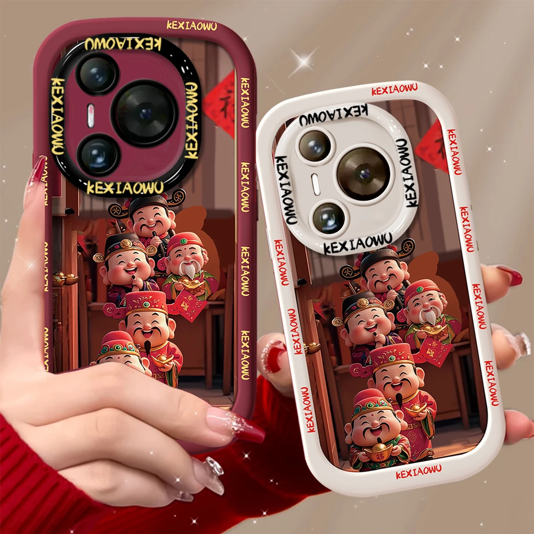 适用【华为P70】新年财神祝福全包喜庆创意防摔泡芙手机壳
