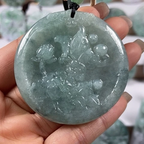 翡翠颈饰未镶嵌花开富贵福利有棉感福利