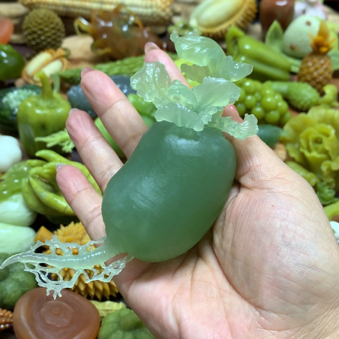 未镶嵌蛇纹石玉手把风*
