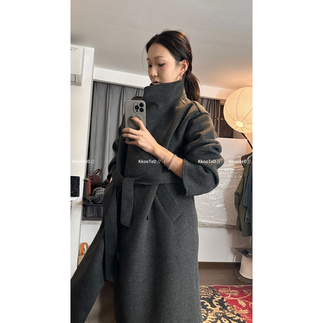 KkK【主角大衣！】高智高级感极简灰色大衣外套
