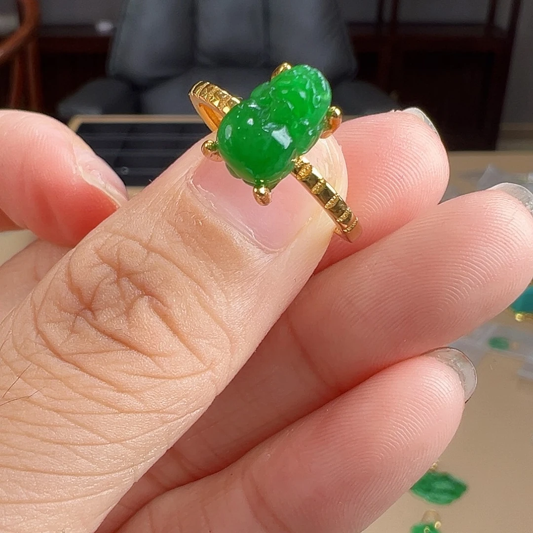 翡翠银S925镶嵌戒指戒指