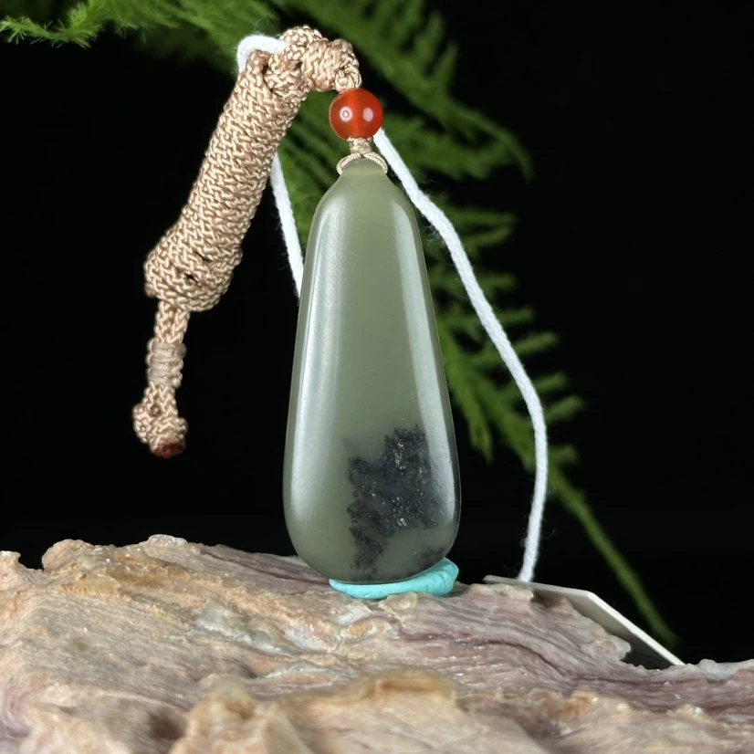 GG042407 和田玉河磨料无事牌吊坠