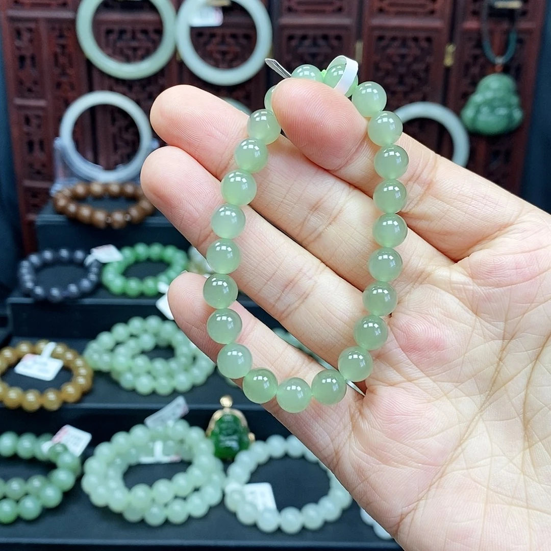 和田玉手串未镶嵌晴水8