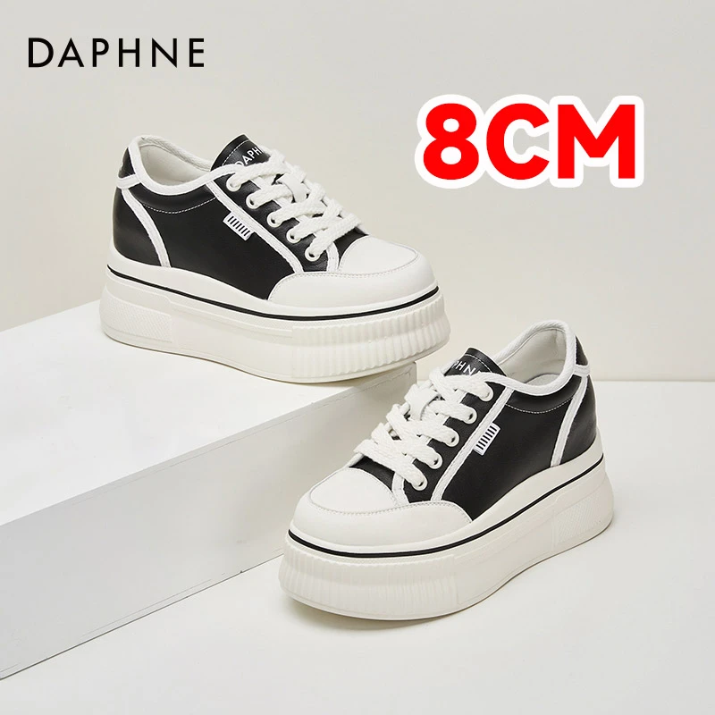 达芙妮厚底松糕板鞋女2025新款冬季小个子内增高8cm运动休闲女鞋