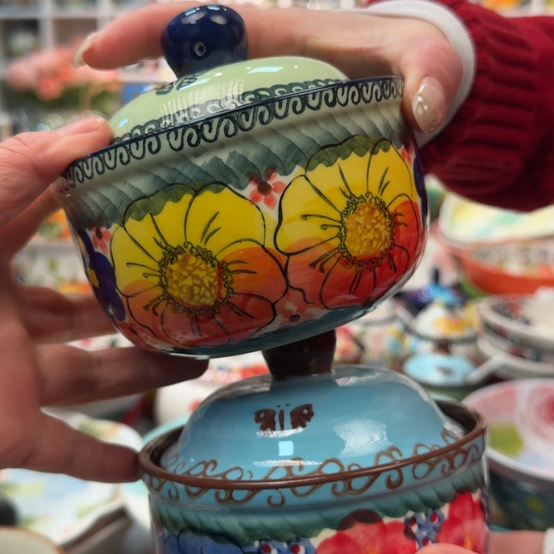 陶瓷4.5英寸带盖炖盅2只，琉璃蓝➕莫妮卡