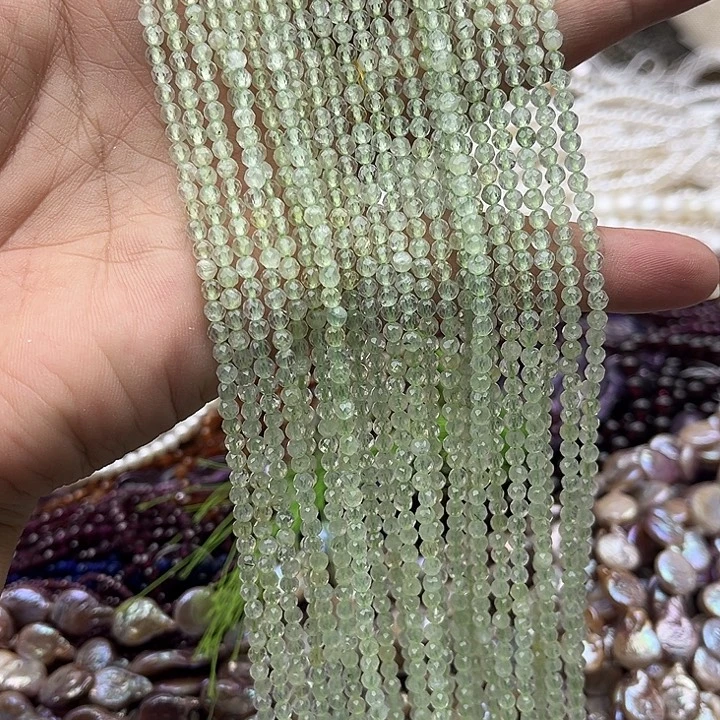 玛瑙/玉髓未镶嵌珠宝半成品一条3mm左右葡萄石刻面