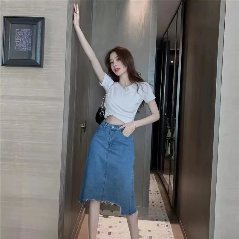 2025新款大码高腰牛仔显瘦半身裙春季半身裙胖mm200显瘦裙子裤裙