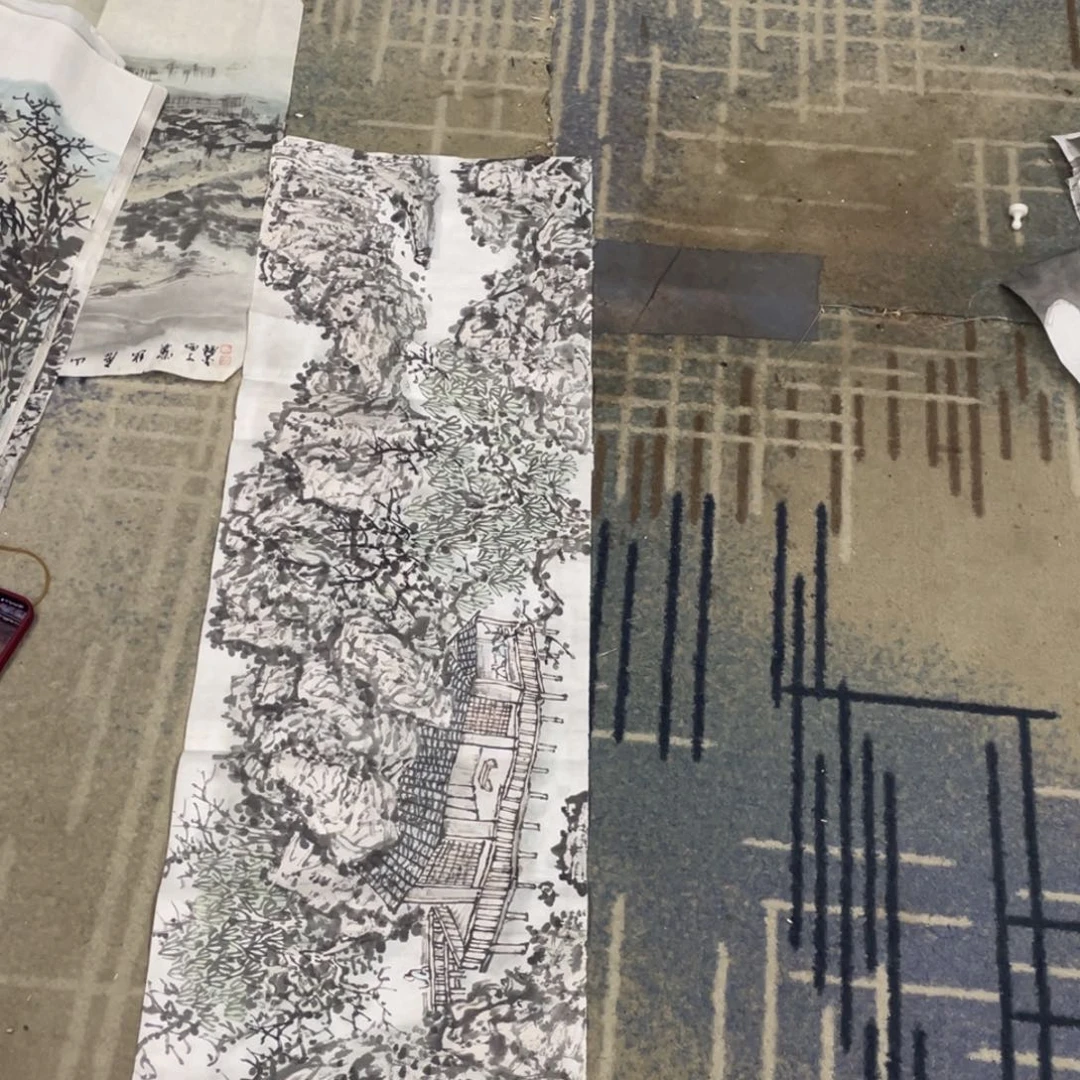 国画芭**屋四尺对开作品加托底1111