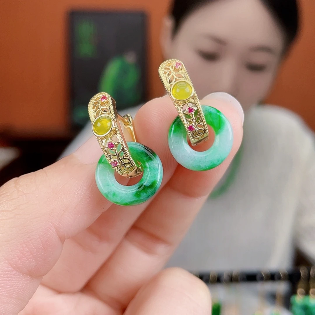 翡翠未镶嵌耳饰饰品