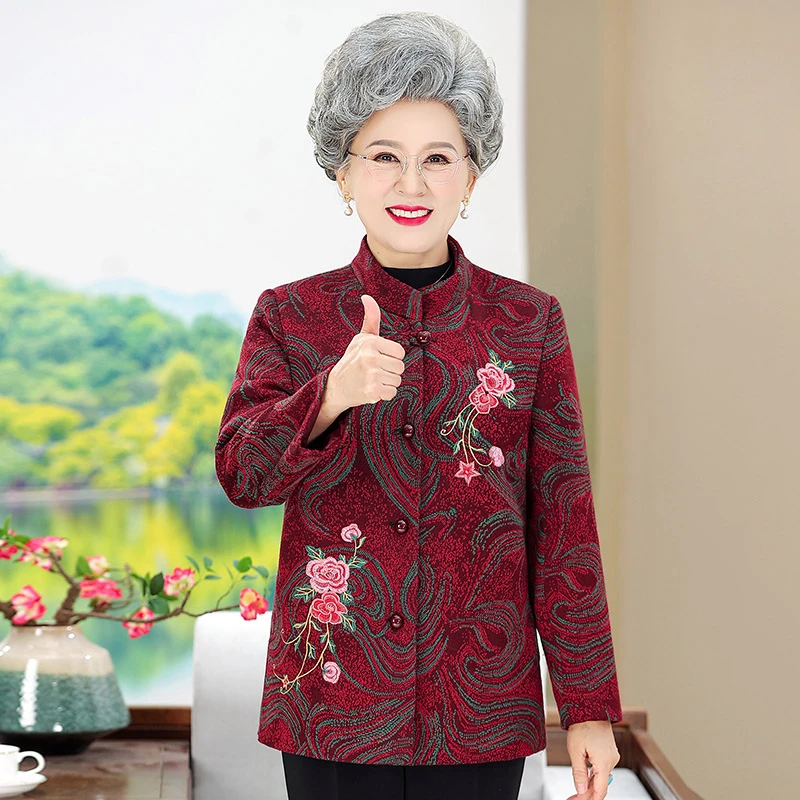 中老年人春装外套女洋派母亲衣服妈妈宽松衣服60岁岁70奶奶唐装上