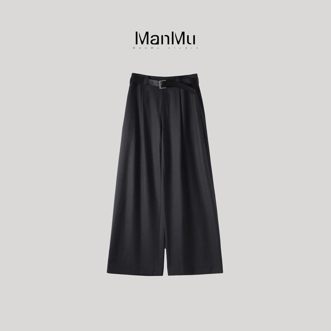 满目ManMu 【张琪专属】秋季老钱风羊毛时尚通勤休闲百搭裤子350140