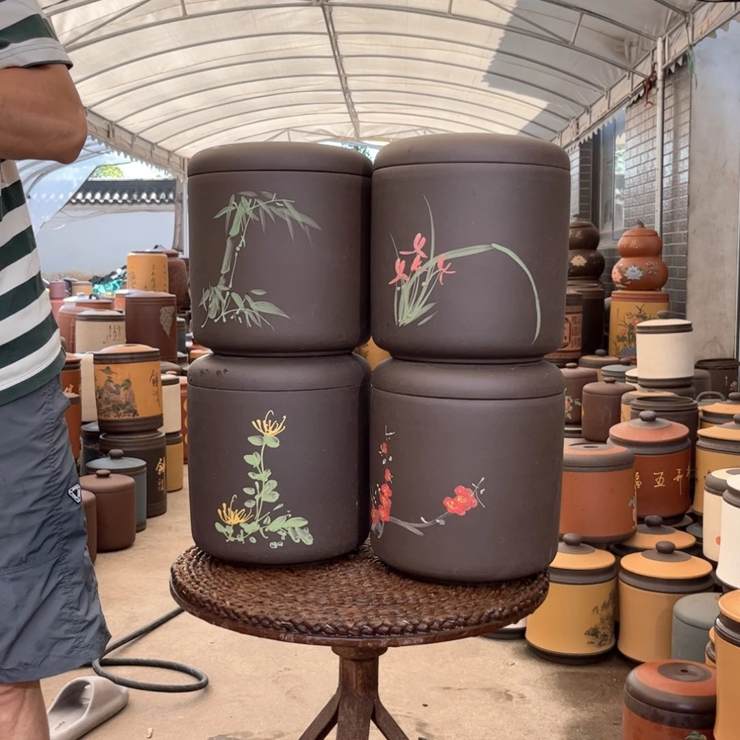 紫砂茶叶罐梅兰竹菊