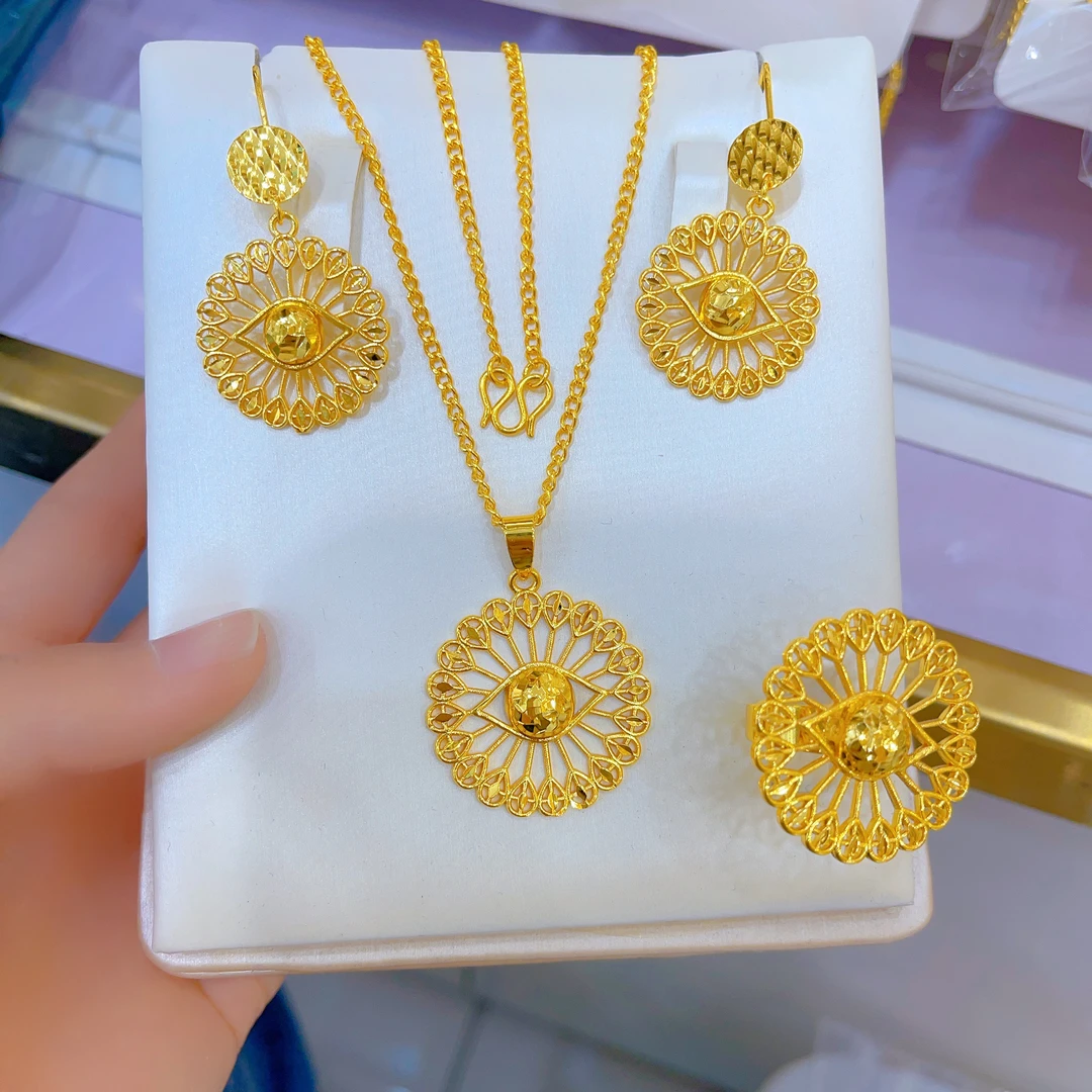 铜合金吊坠 2032新款三件套首饰耳环项链戒指爆款白搭时尚