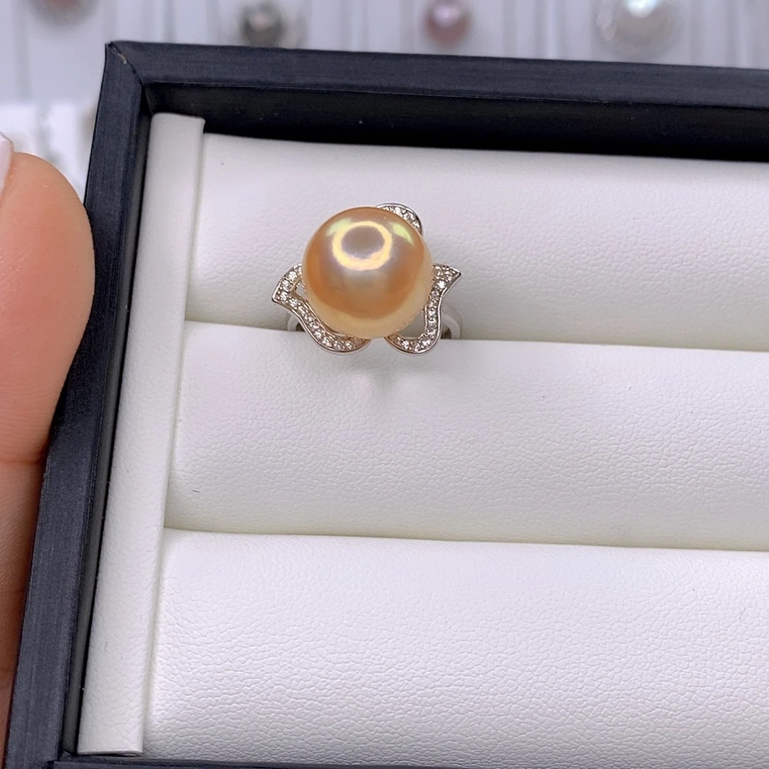 暖***槟淡水珍珠银S925镶嵌颈饰