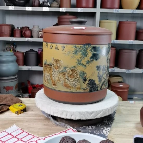 茶杯紫砂正品七饼直筒款老虎9691