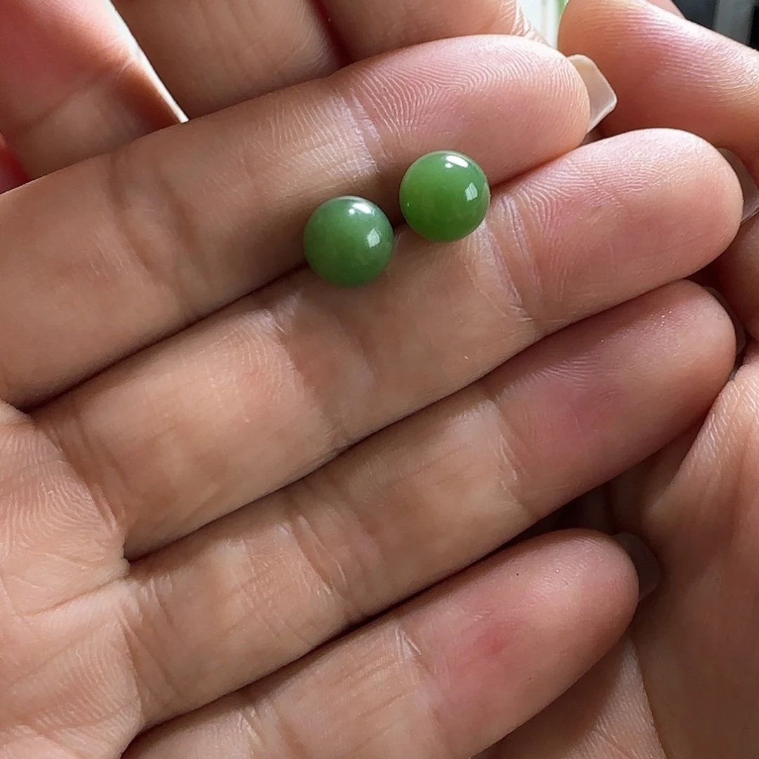 和田玉银S925镶嵌耳饰