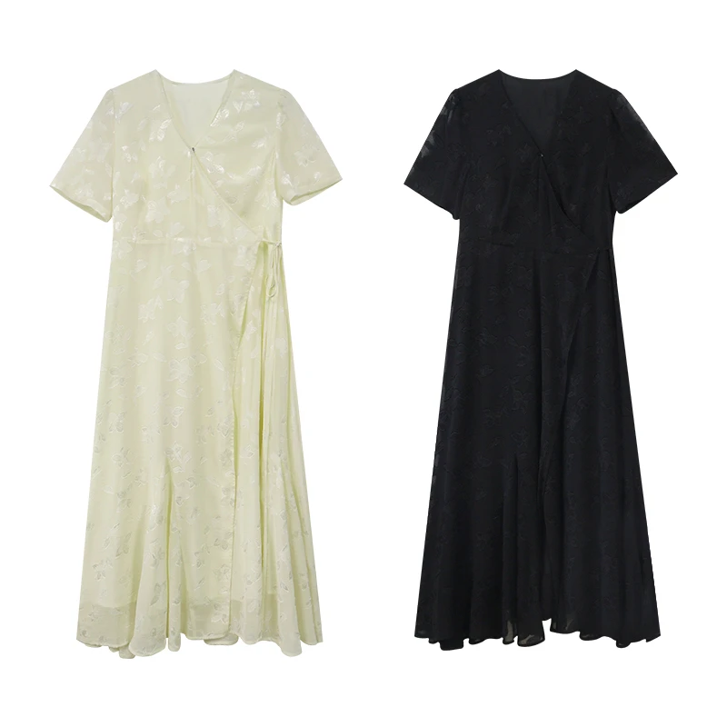 DM19856【南法风情】南法风格茶歇显腰细显瘦气质雪纺连衣裙