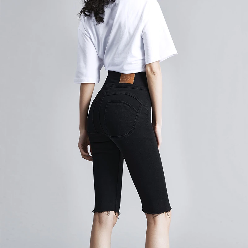 提臀牛仔五分裤女