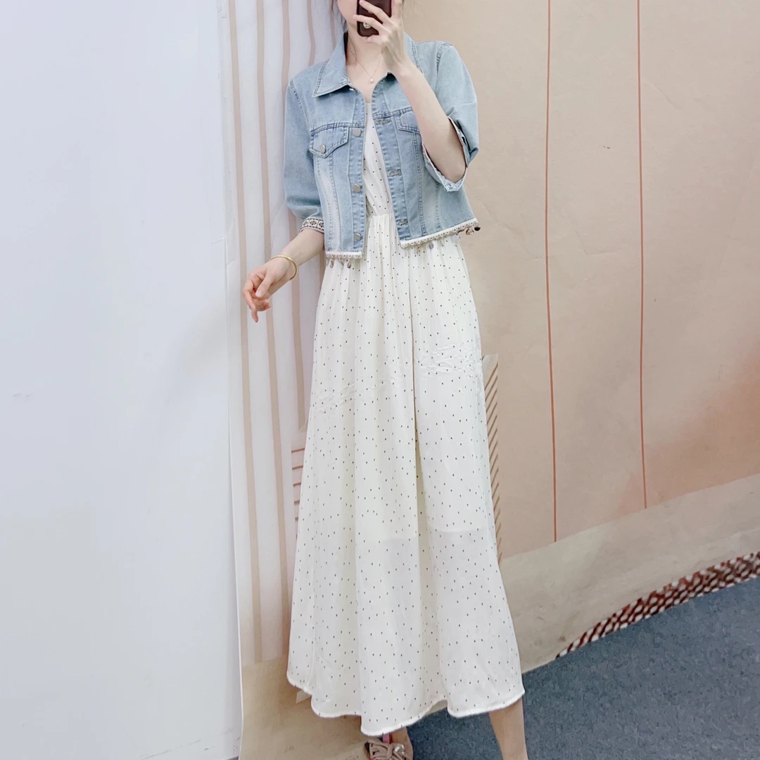 35牛仔外套+吊带连衣裙两件套裙85A35/XJ