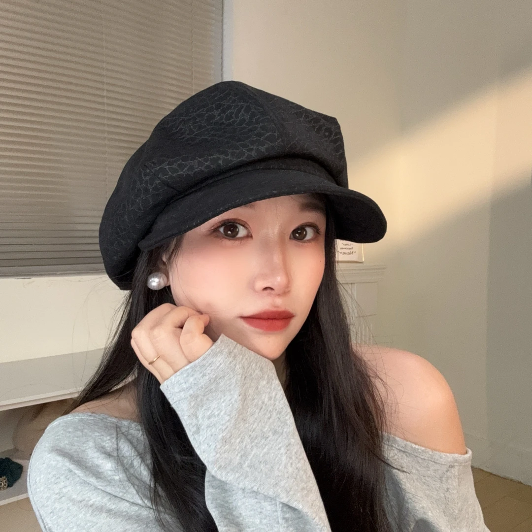 初秋 甜酷云朵贝雷帽女复古百搭大头围报童帽显脸小画家帽子潮