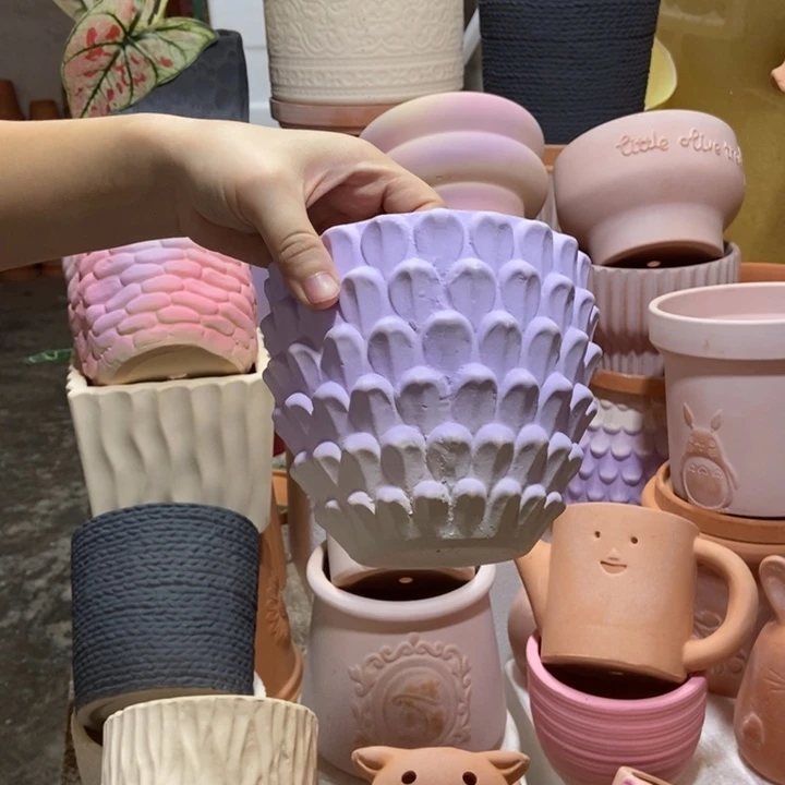 14×13紫色重花瓣 粗陶1个