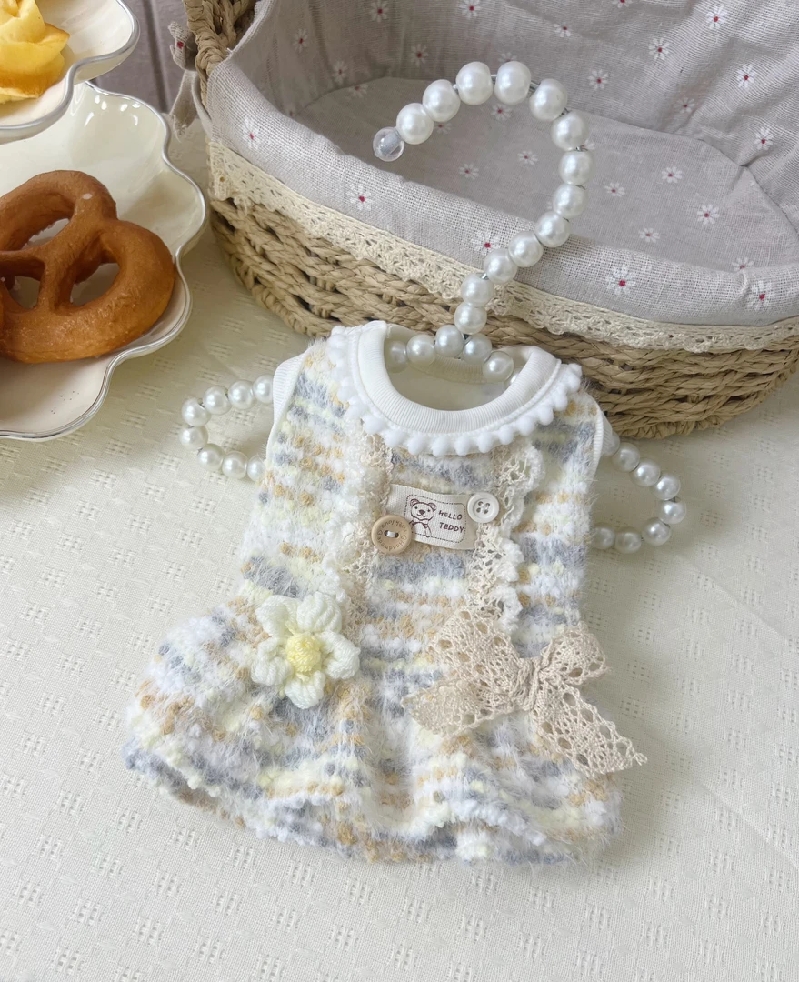 秋冬柔纱花漾水貂绒宠物衣服｜小饼干手作