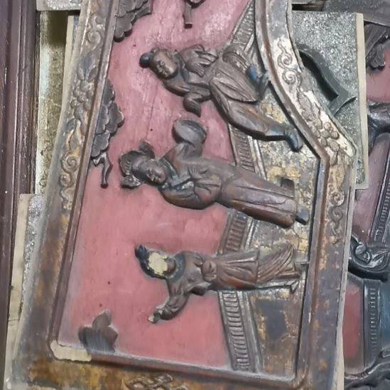 超***外香榧木老木雕花版一片